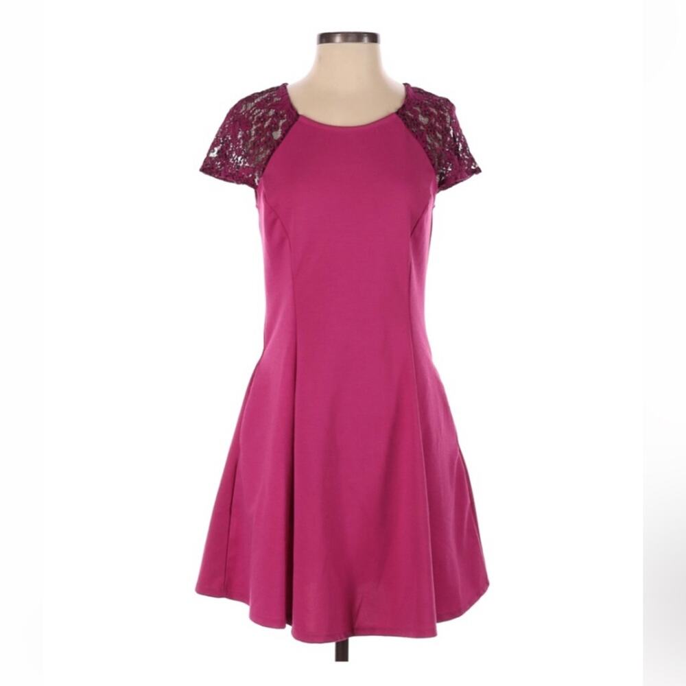 Justfab Magenta‎ fit and flare cap sleeve dress, size small